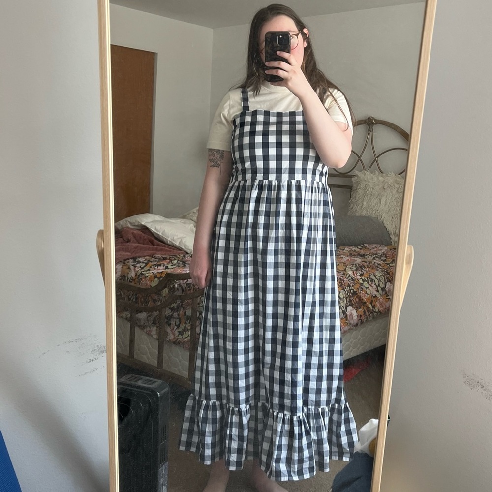 Navy Gingham Maxi Dress